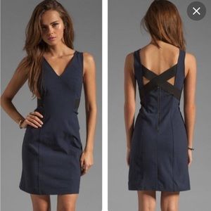 NWOT Theory Quanda Stretch Navy Criss Cross Back Dress Size 6